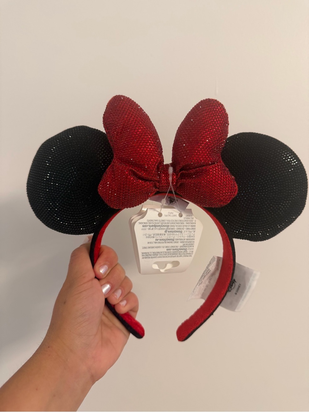 Disney Black/red rhinestone Minnie Ears with Bow Headband